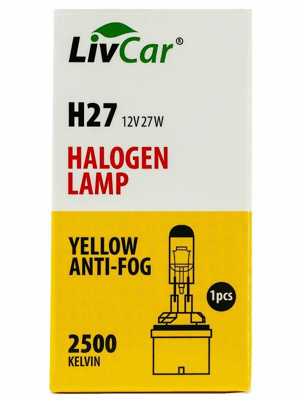 Лампа галогенная LivCar H27 12V 27W Standart OEM (1шт)