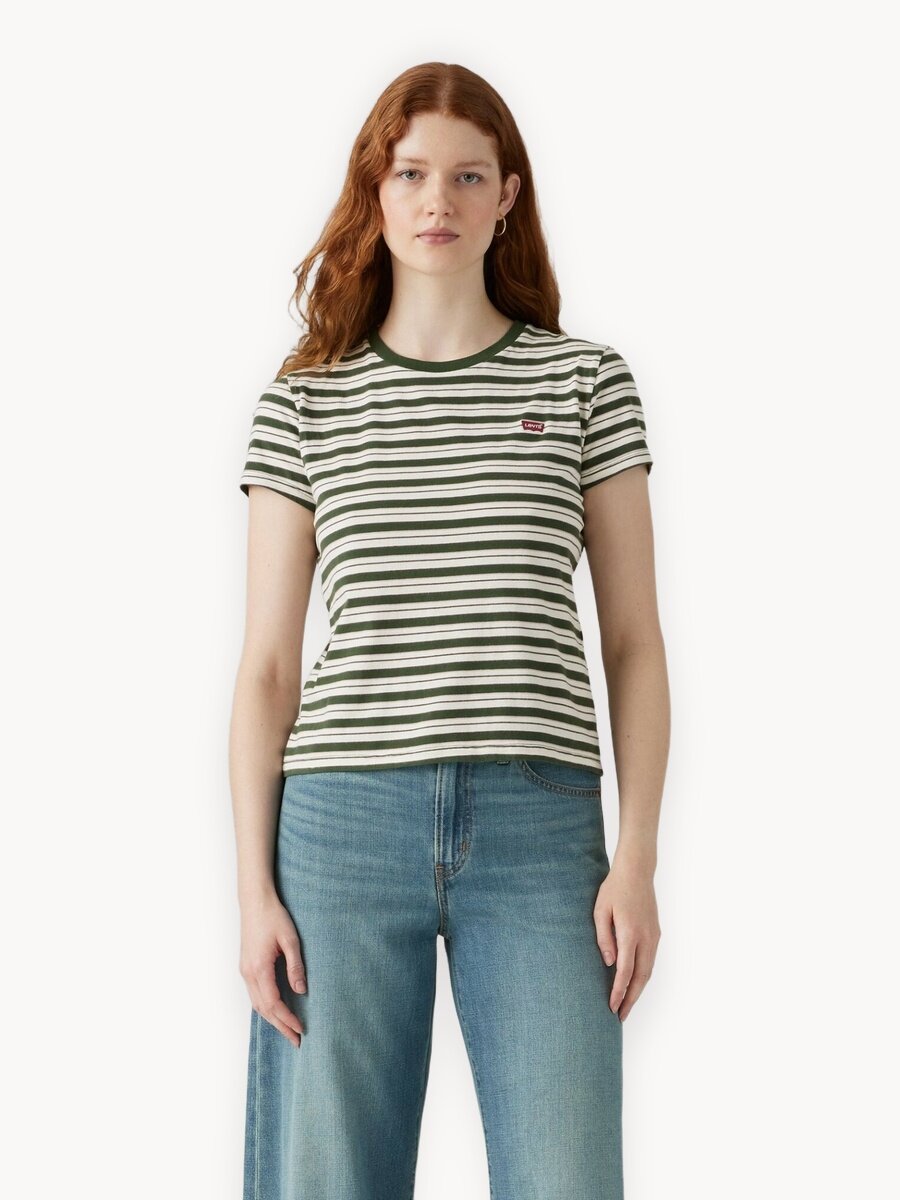 Футболка Levi's The Perfect, размер L, белый/зеленый