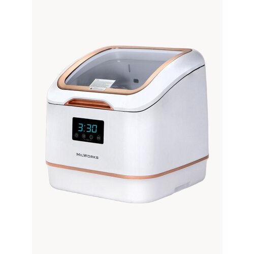 Посудомоечная машина настольная без подключения к водопроводу, 7 программ, 3.8л расход воды, белый/золотистый