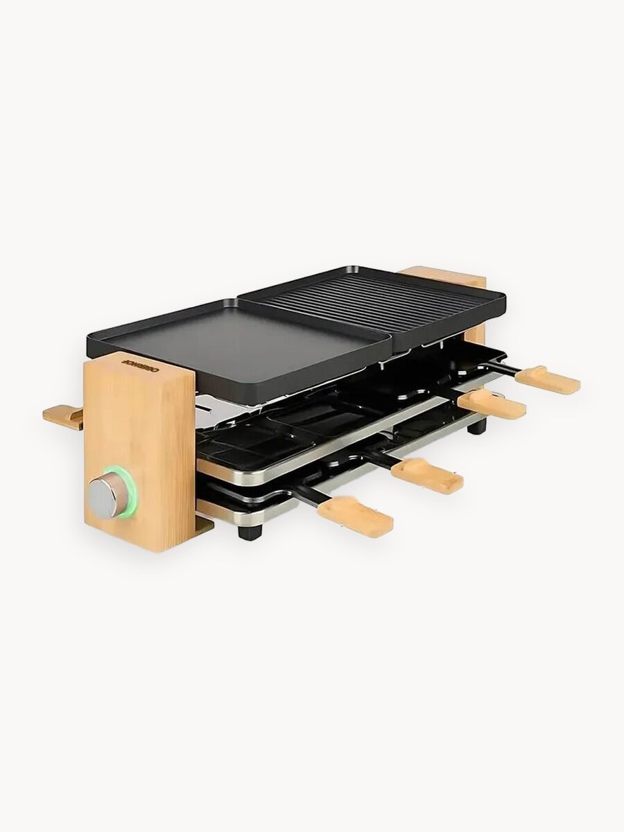 Раклетница-гриль Оберхоф Kasekunst JR-08, бамбуковый корпус, съемные пластины