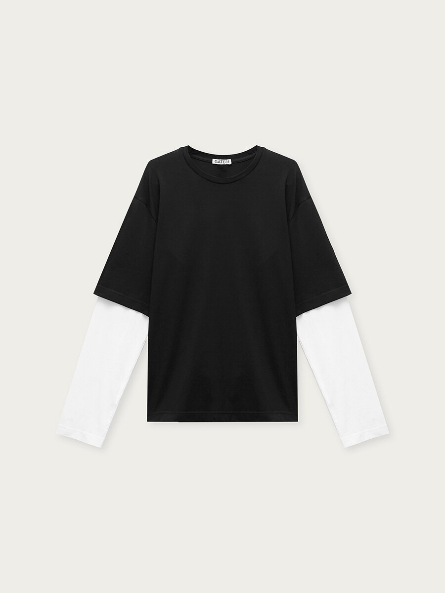 Лонгслив GATE31 Ллойд, размер L, , черный/белый