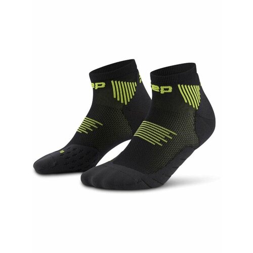 фото Носки cep core run socks, low cut, 5.0, размер iii, черный/зеленый