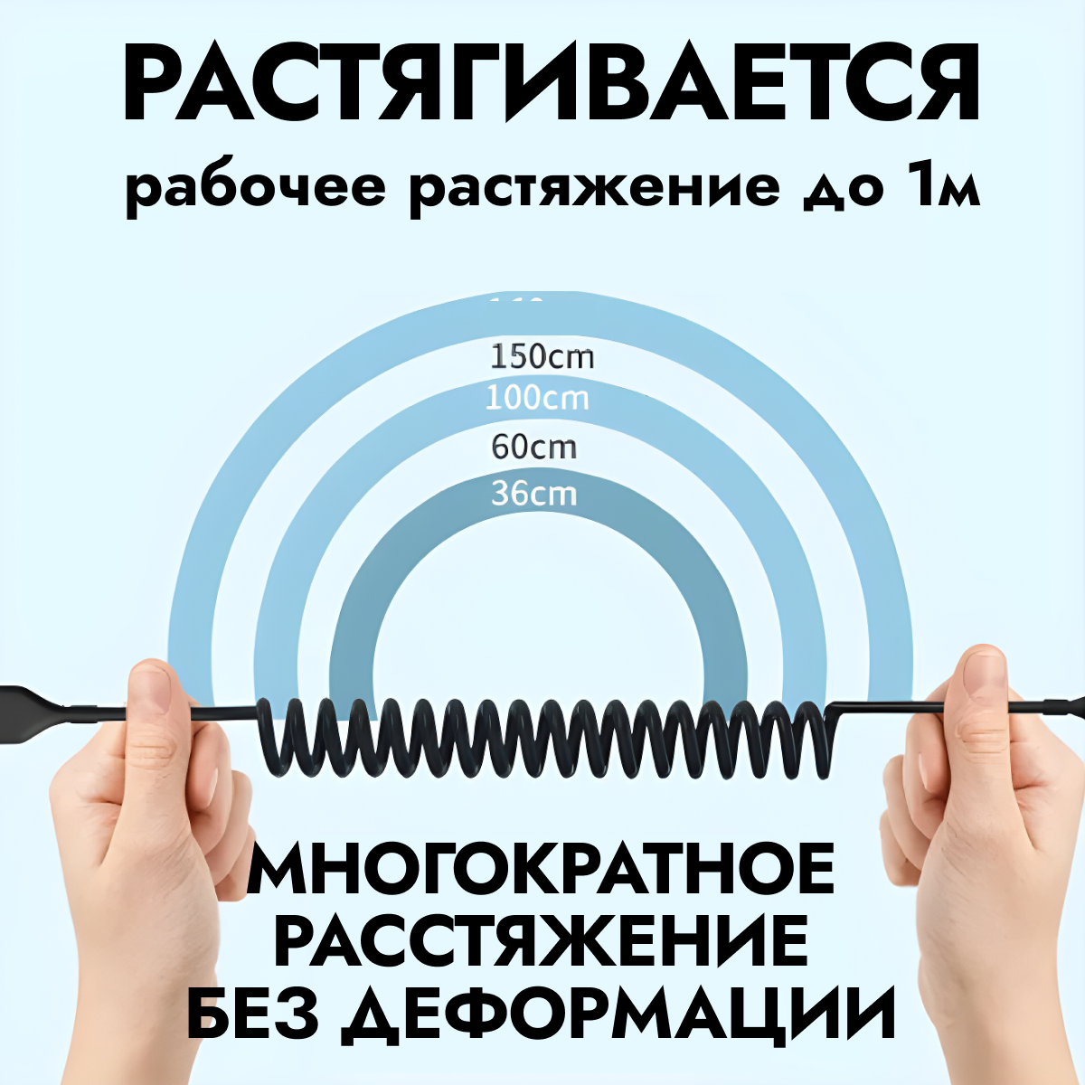 Автомобильный витой кабель USB - TYPE C/ Зарядка для телефона в машину — фото 1