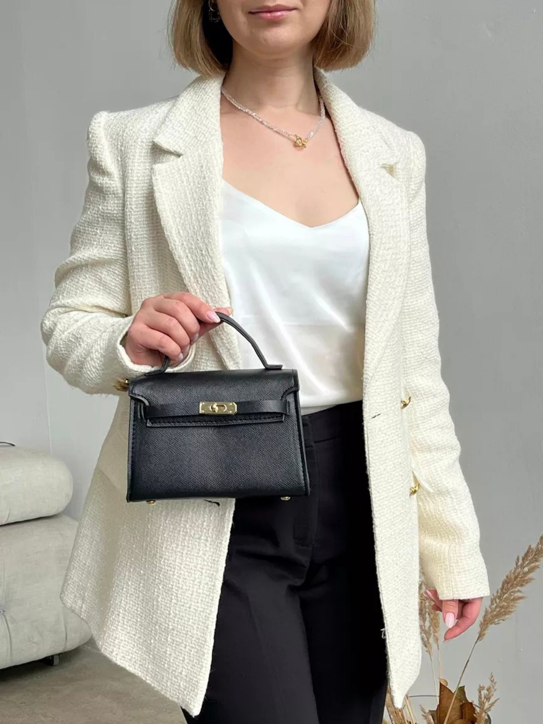 Сумка  Мини-сумка Hermes Kelly Style, черный — фото 1