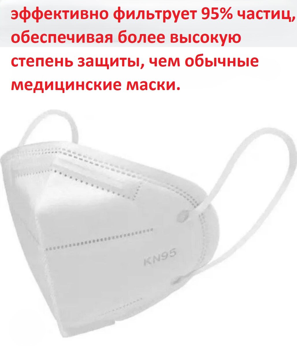 Изображение Набор одноразовых респираторов KN95, класс FFP, NR, D, защита 100 штук