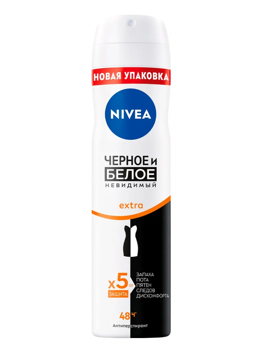 Антиперспирант спрей Nivea "Черное и Белое" Невидимый Extra, 150 мл — фото 1