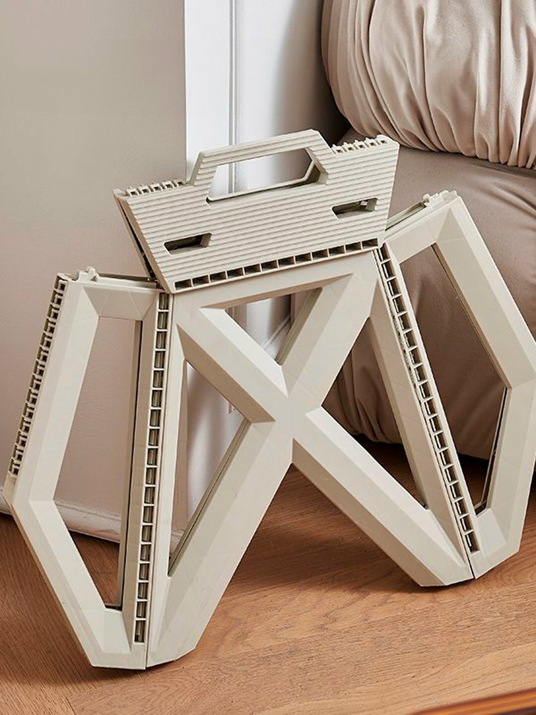 Стул, складной, пластик, нубуковая обивка, складной, белый, универсальный — фото 1