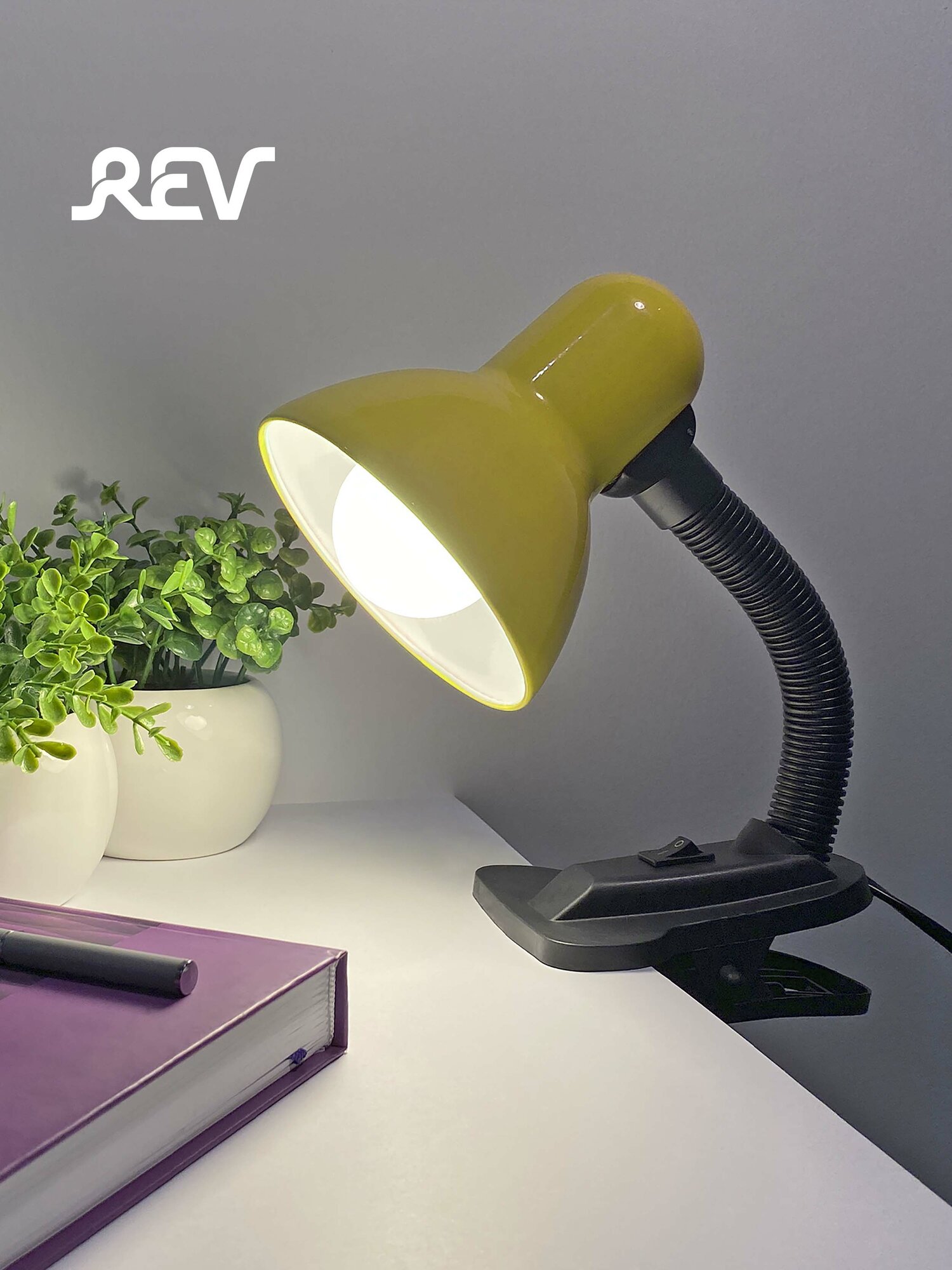 Лампа настольная REV 25050, на прищепке, цоколь E27, мощность 60 Вт, IP20