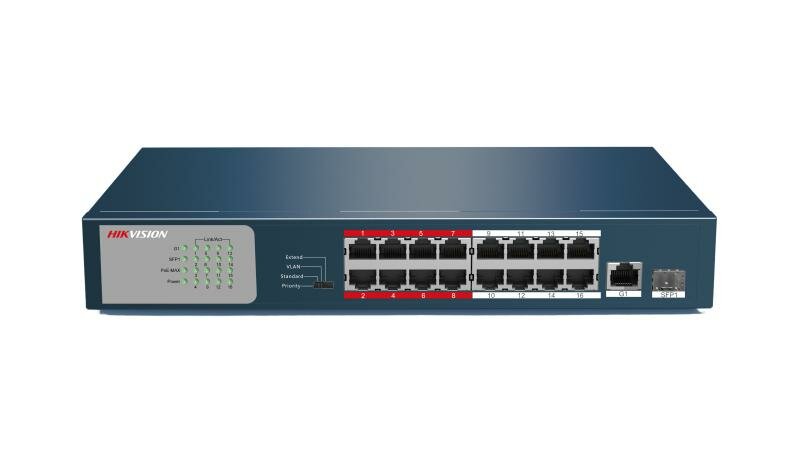 Коммутатор Hikvision DS-3E0318P-E/M, 18 портов, PoE, 250 Вт, 10/100/1000 Мб/с