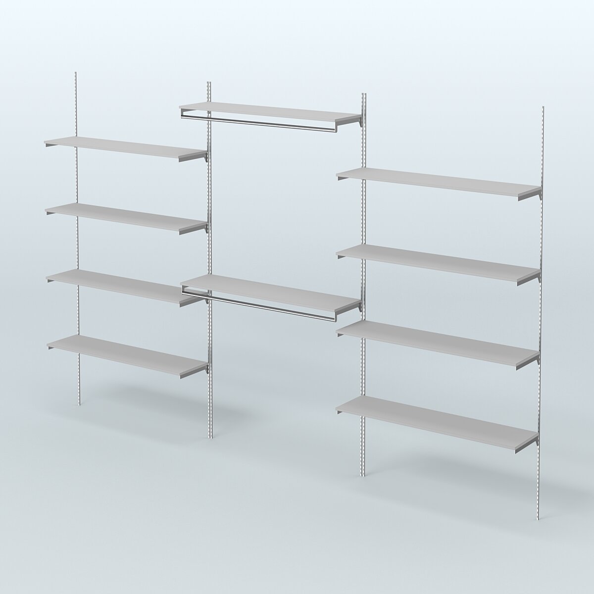 Neo Fix №7(С) система настенная с выносными поручнями и полками из ДСП (3600 мм) Серый