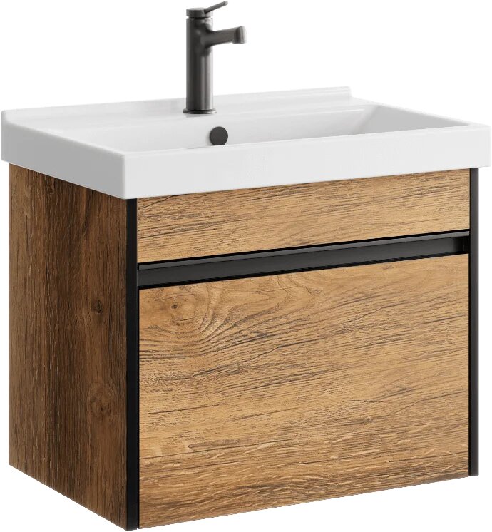 Тумба с раковиной Aqwella Urban подвесная  60 см  лофт  с ящиками  прямоугольная  из фарфора