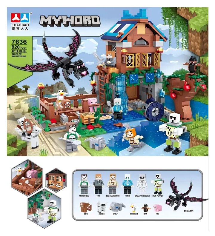 Конструктор Minecraft "My world. Дом с драконом", 820 деталей
