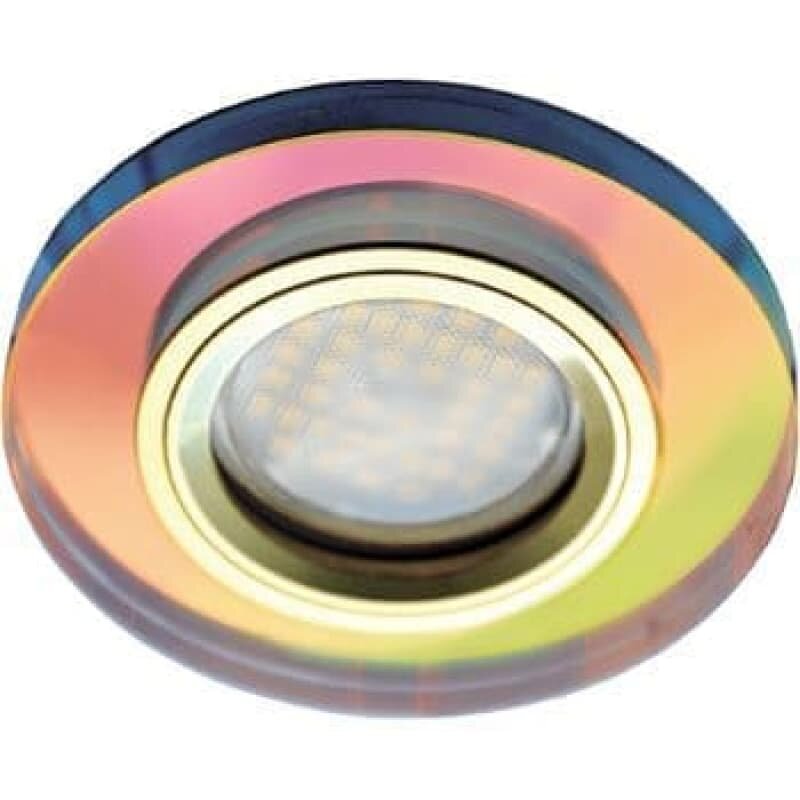 Встраиваемый светильник Ecola MR16 DL1650 GU5.3 Glass Стекло Круг Мультиколор / Золото 25x95 FM1650EFF