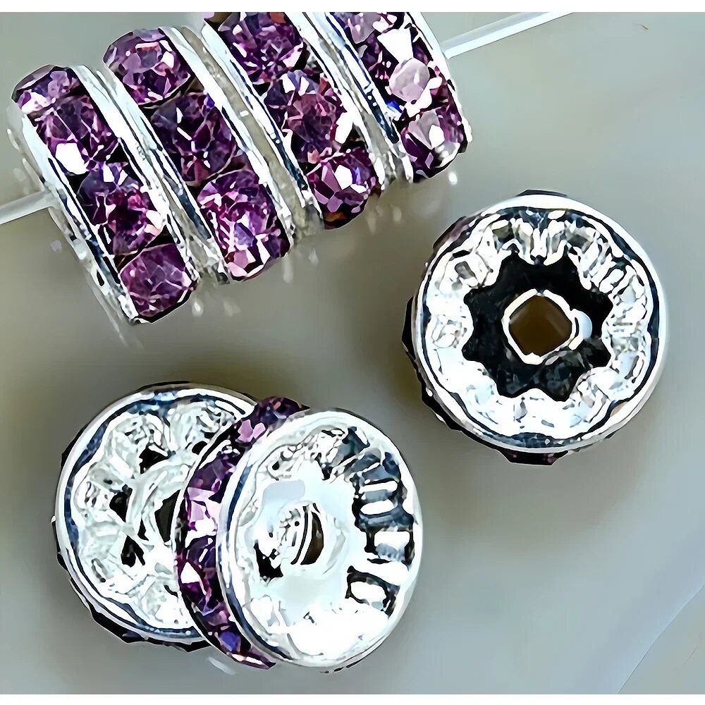 Хрустальные ронделлы 6 8 10 мм золотого цвета для бижутерии Light Purple 6mm x 100pcs