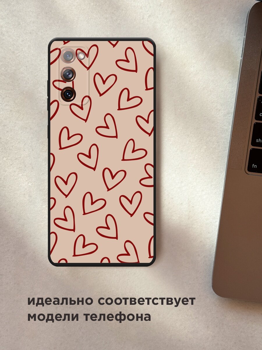 Черный матовый чехол на Samsung Galaxy S20 FE / Самсунг Галакси S20 FE с принтом "Little hearts doodles 1 - 14 февраля" — фото 1