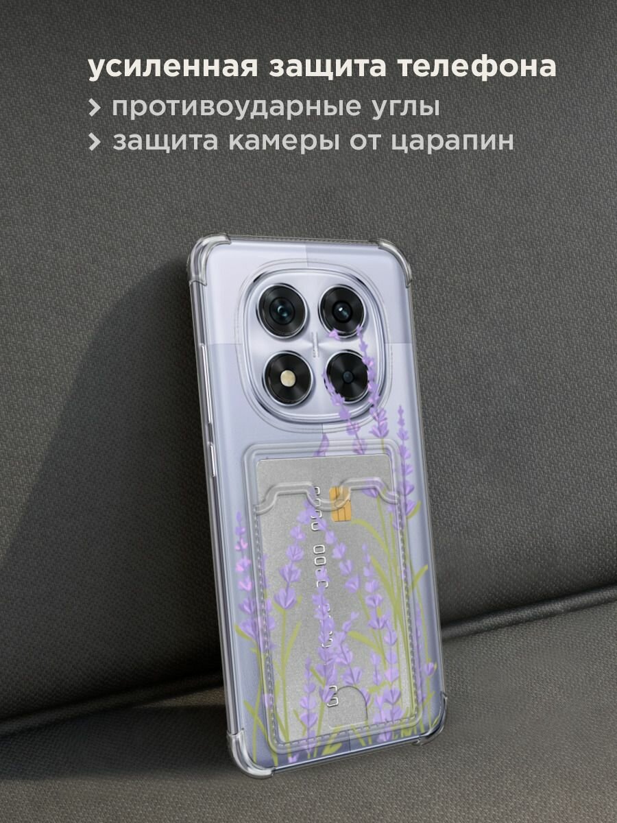 Чехол на Poco X7/Xiaomi Redmi Note 14 Pro 5G (Поко X7) с картой и принтом "Нежные многоцветники" — фото 1