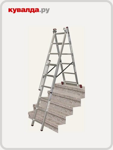 Изображение товара Лестница-стремянка трехсекционная KRAUSE CORDA 3х 6 с дополнительной функцией