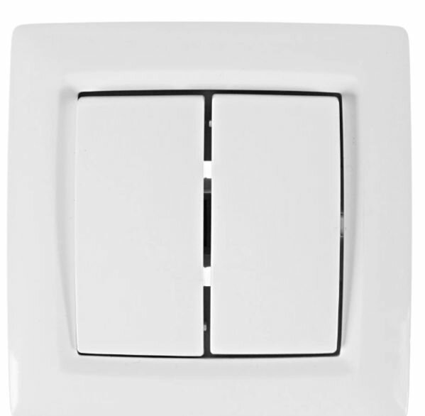 Выключатель встраиваемый 2 клавиша  цвет белый