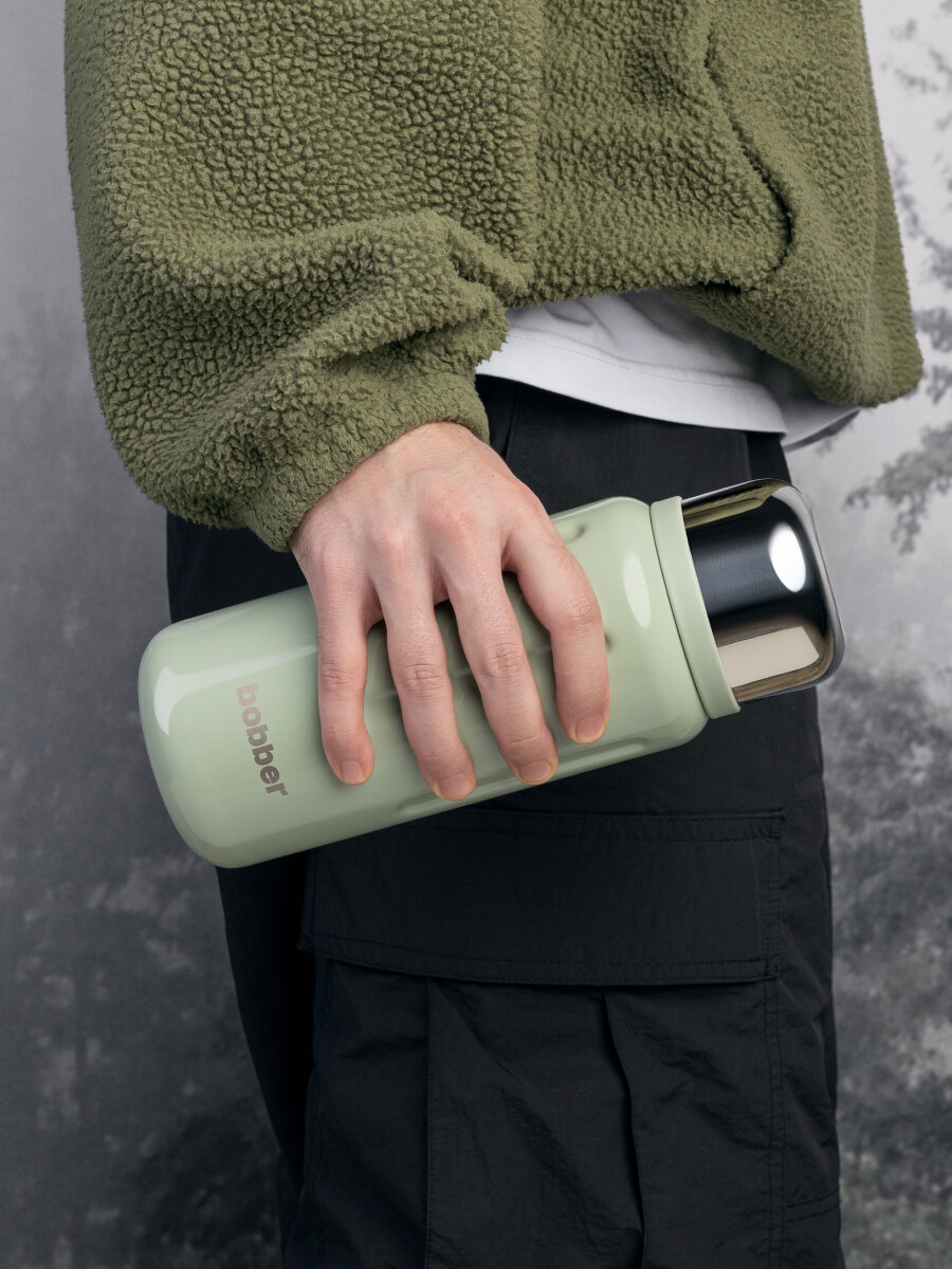 Термос Bobber Barrel 1000 мл с широким горлом и ситечком, оливковый — фото 1