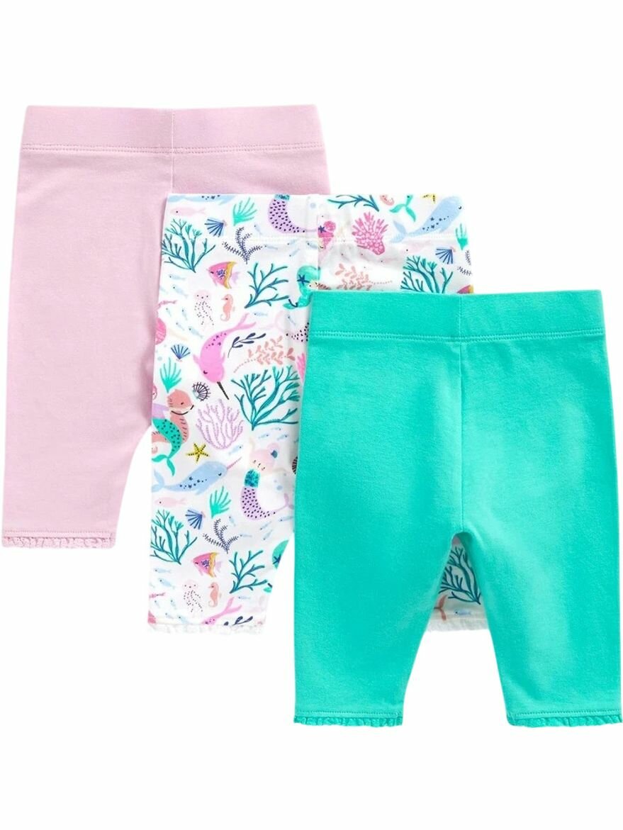 Легинсы mothercare, комплект из 3 шт., размер 80, бирюзовый, розовый, белый — фото 1