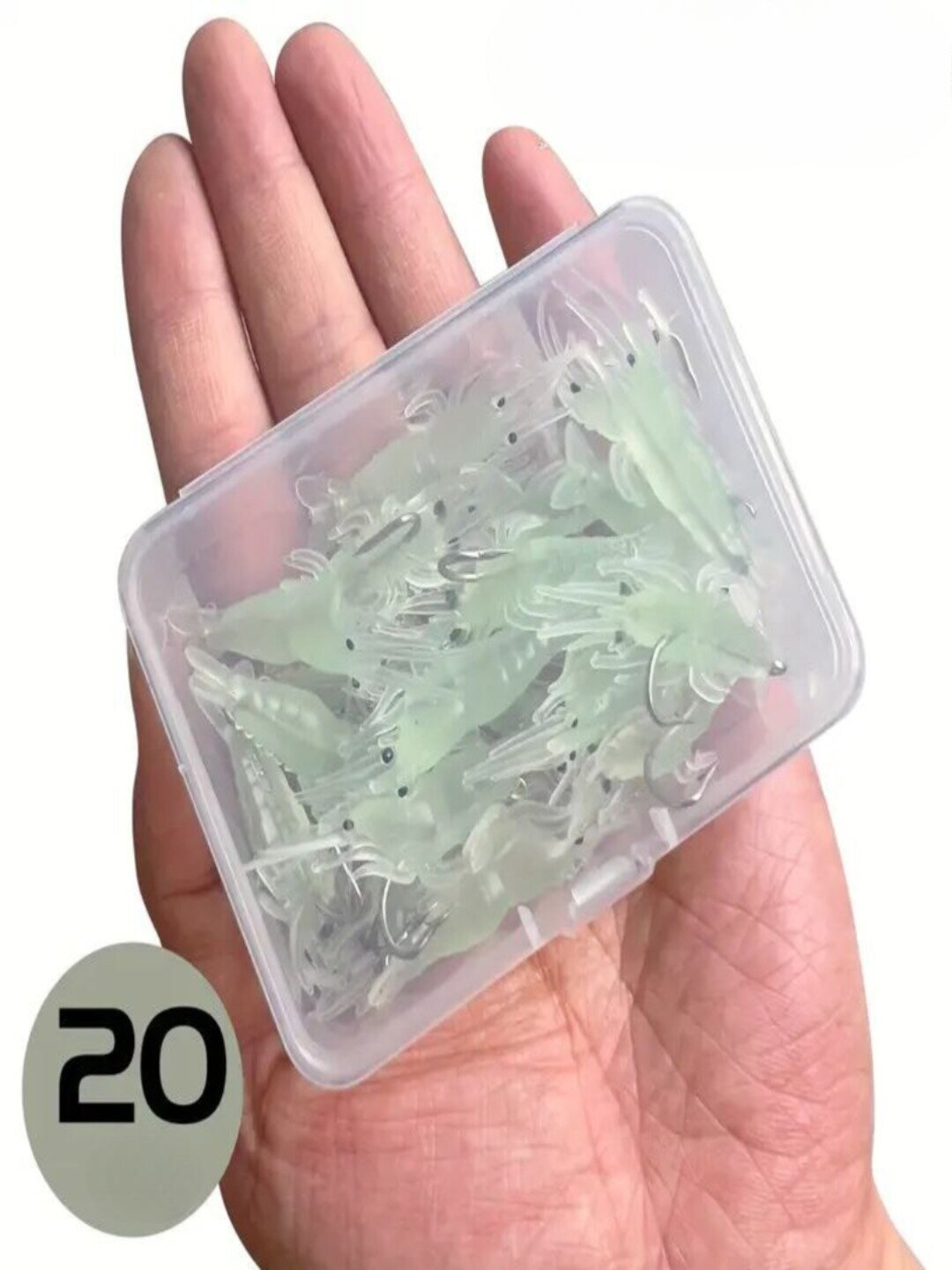 Приманка рыболовная креветка силиконовая с крючком - Бирюзовый