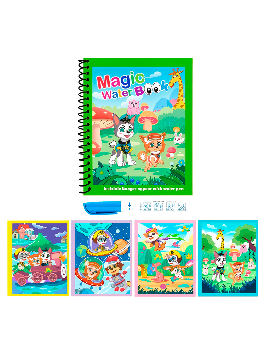Magic Water Book многоразовая детская книжка для рисования водой, Голубой