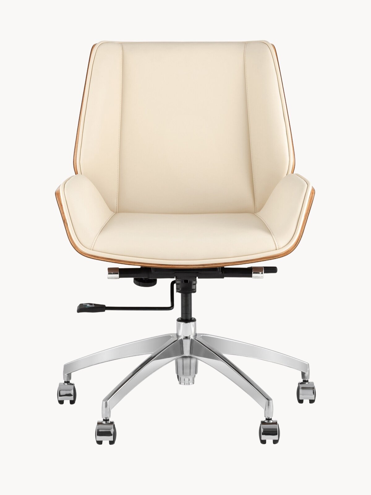 Кресло офисное TopChairs Crown SN, цвет обивки бежевый, каркас под дерево