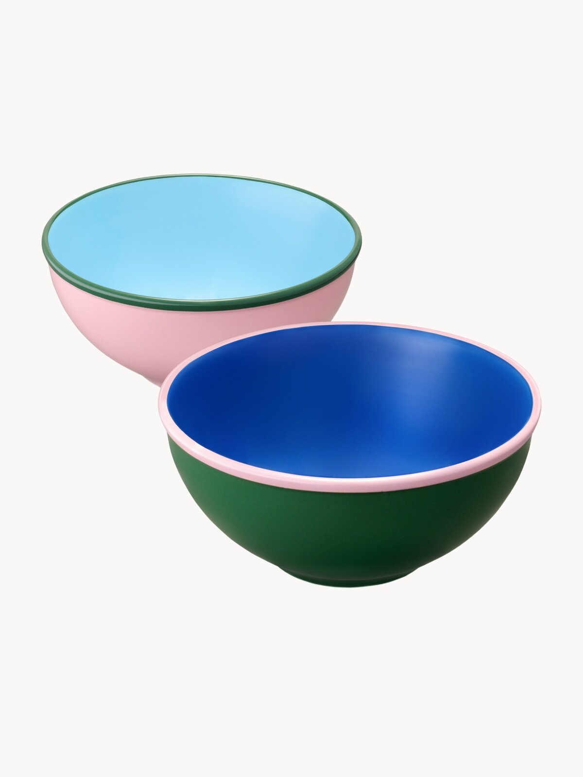 Набор салатников Pragma Cumpo 2 шт, фарфор, зеленый/розовый