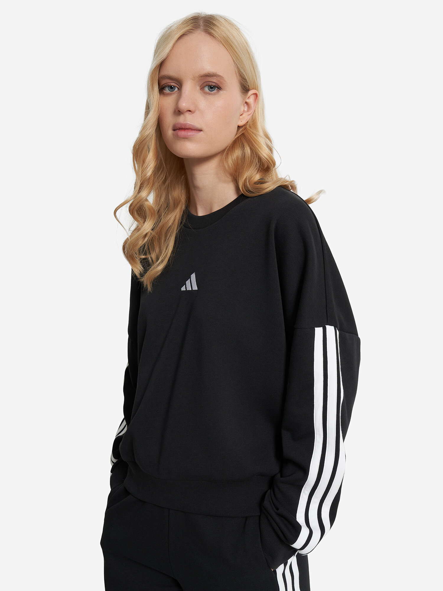 Свитшот adidas, размер S, , черный/белый — фото 1