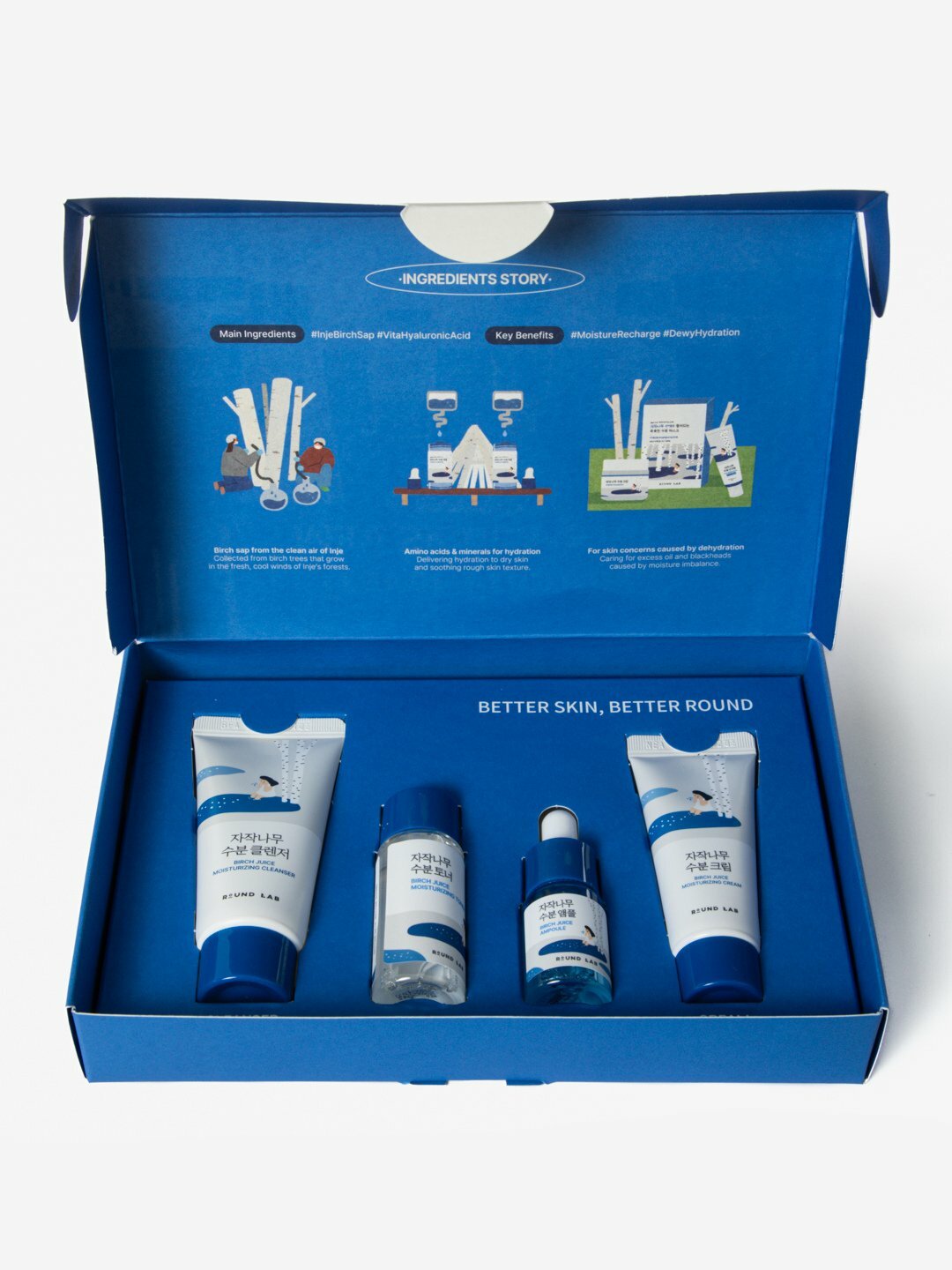 Набор миниатюр средств для лица с берёзовым соком Round Lab Birch Juice Trial Kit