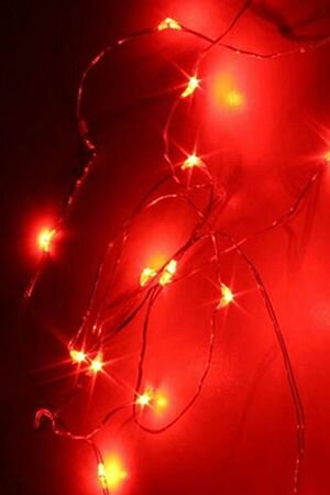 Гирлянда капельки 20 красных mini-LED серебристая проволока 1.9+0.3 м батарейки SNOWHOUSE LDM020R-BO