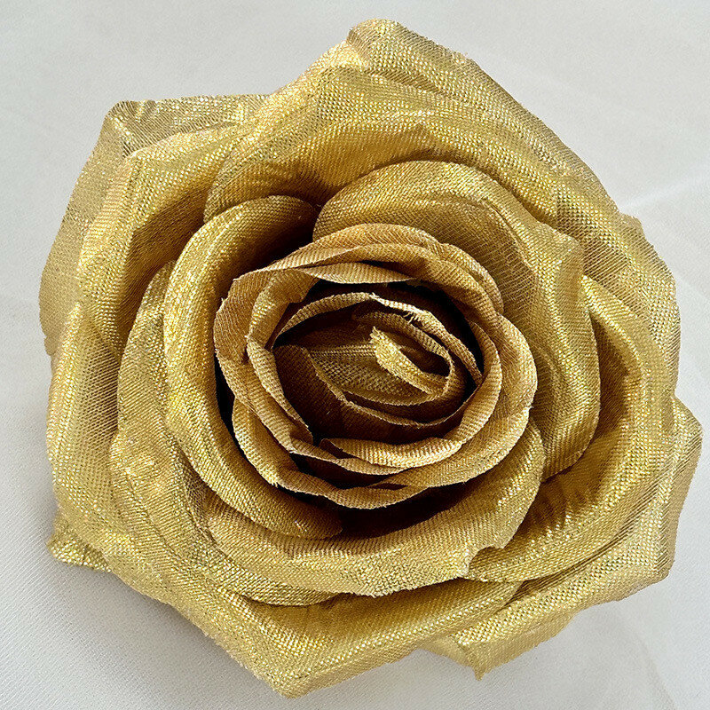 Rose synthetic flowers for wedding and home decor with multicolor silk fabric for photo shoots gold