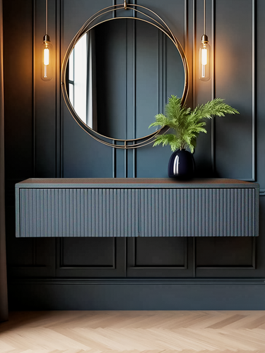 Изображение товара Тумба подвесная, туалетный столик консоль, мебель для спальни, тумба в прихожую, серая графит