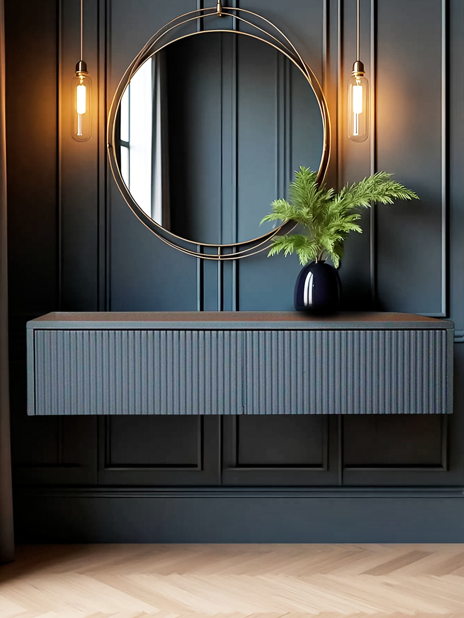 Тумба подвесная туалетный столик консоль мебель для спальни тумба в прихожую серая графит