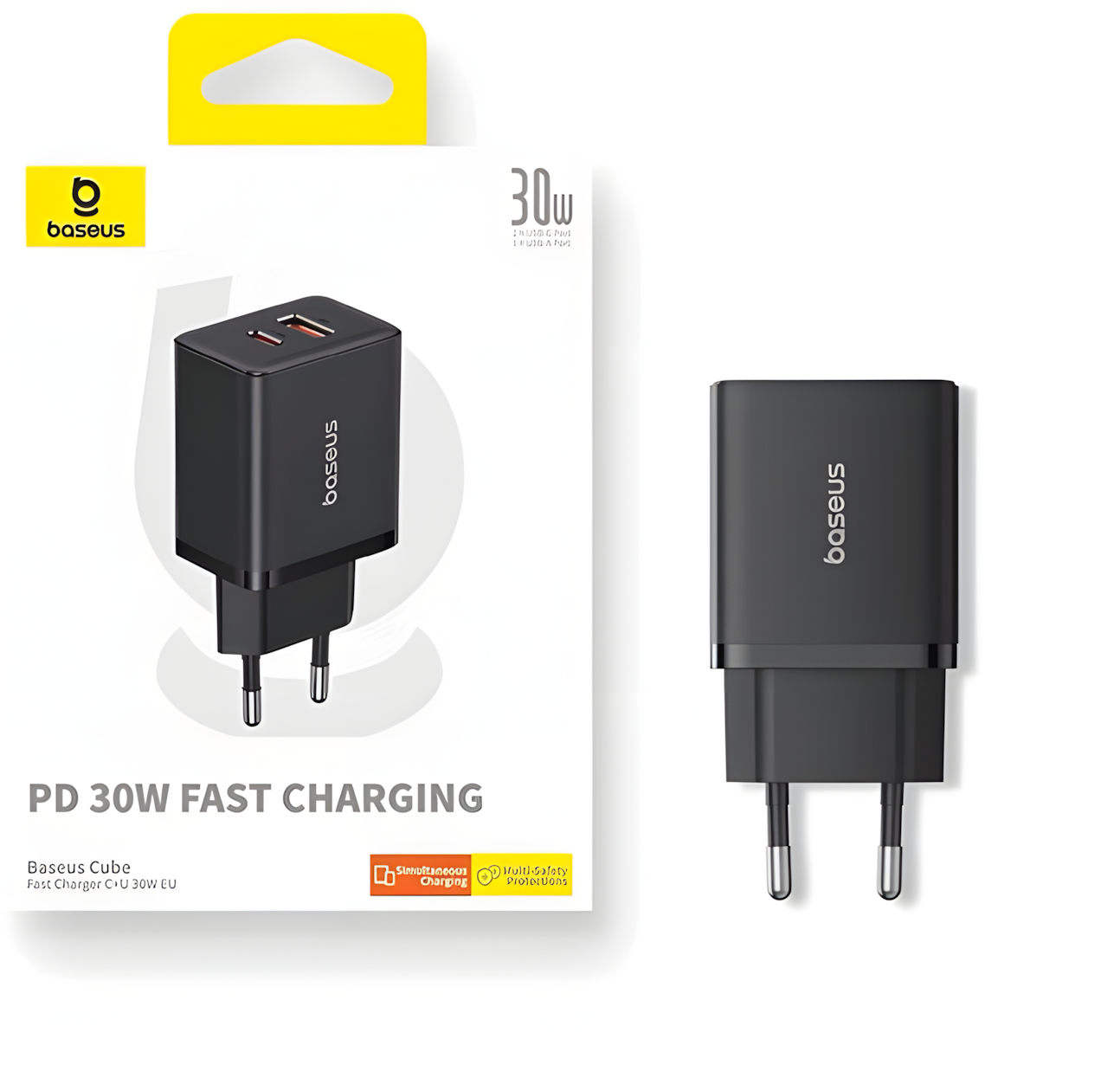 Зарядное устройство Baseus P10111404113-00, 30W GaN, быстрая зарядка, черный