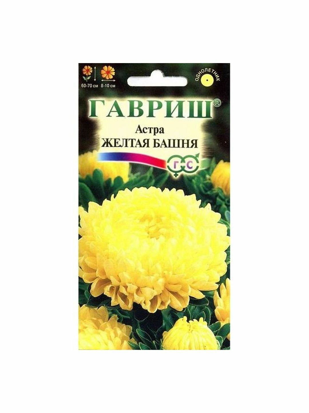 Семена Астра Желтая башня пионовидная однолетник Гавриш 1 пачка - 0.3г семян