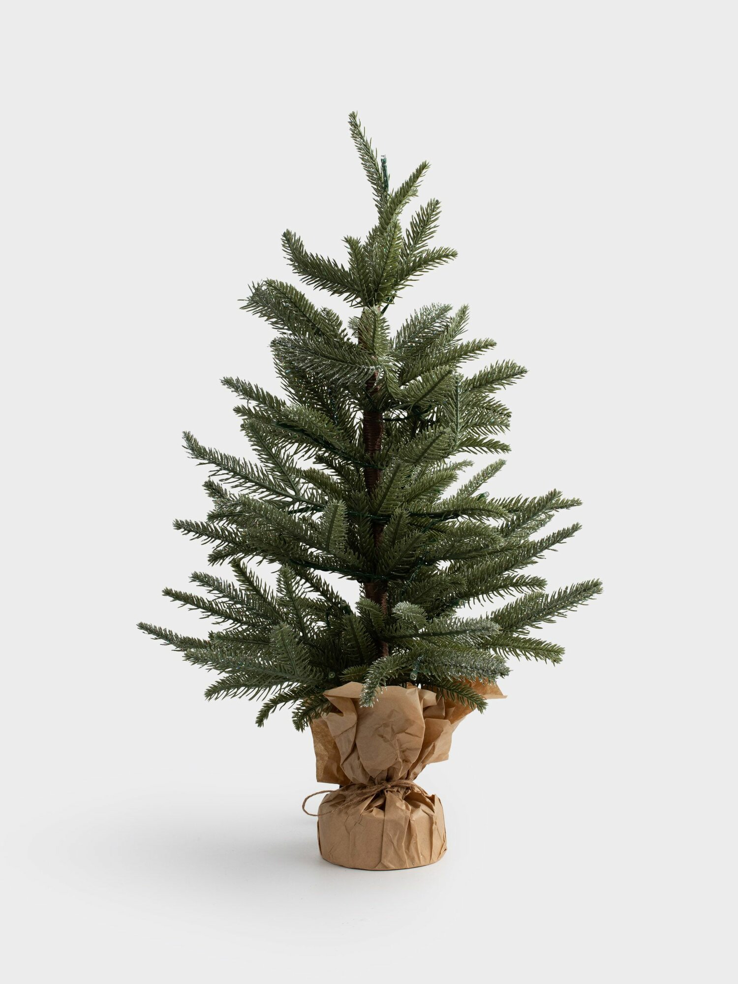 Ель искусственная 60 см с подсветкой в крафте ПВХ Ель с блестками Conifer silver