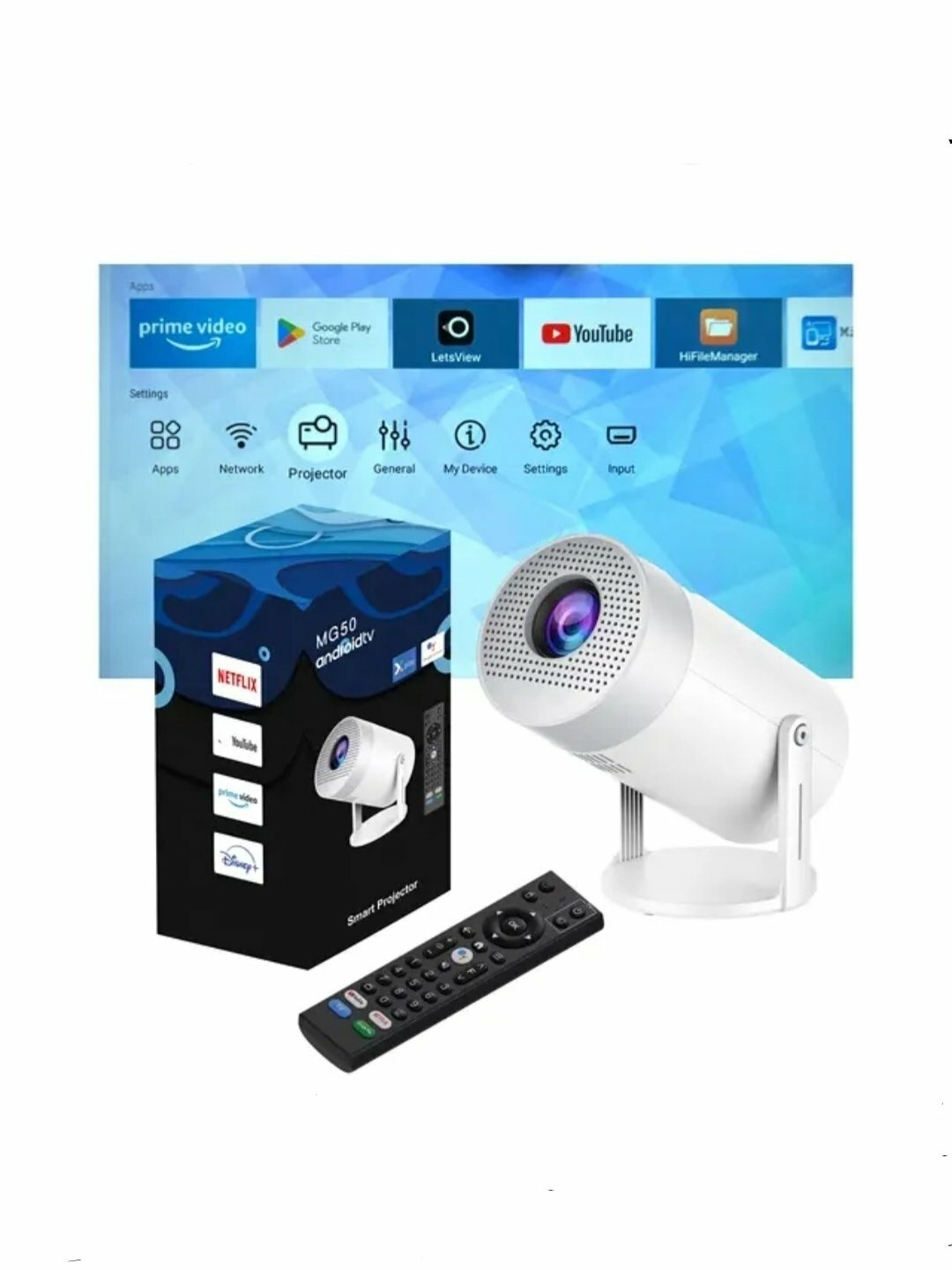 Проектор MG50, для домашнего кинотеатра, Умный, Wi-Fi/Bluetooth, Android