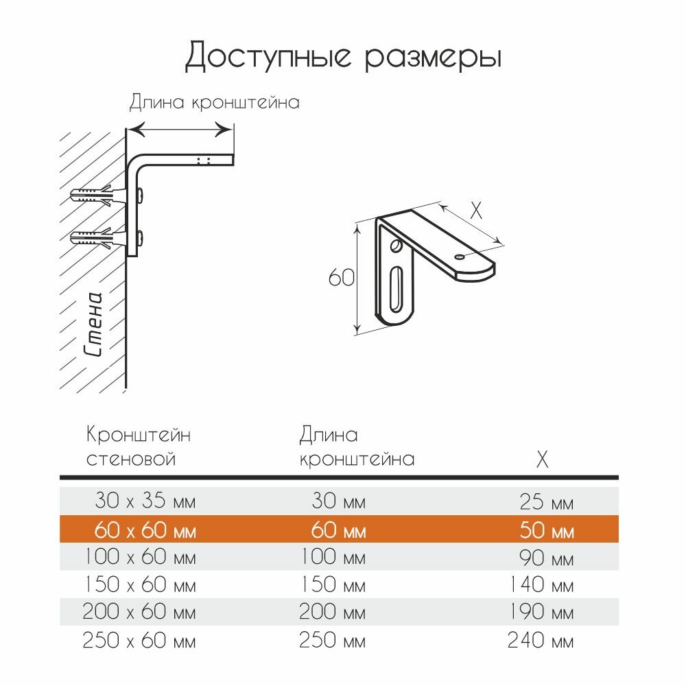 Кронштейн стеновой 60x60 мм 2 шт Белый — фото 1