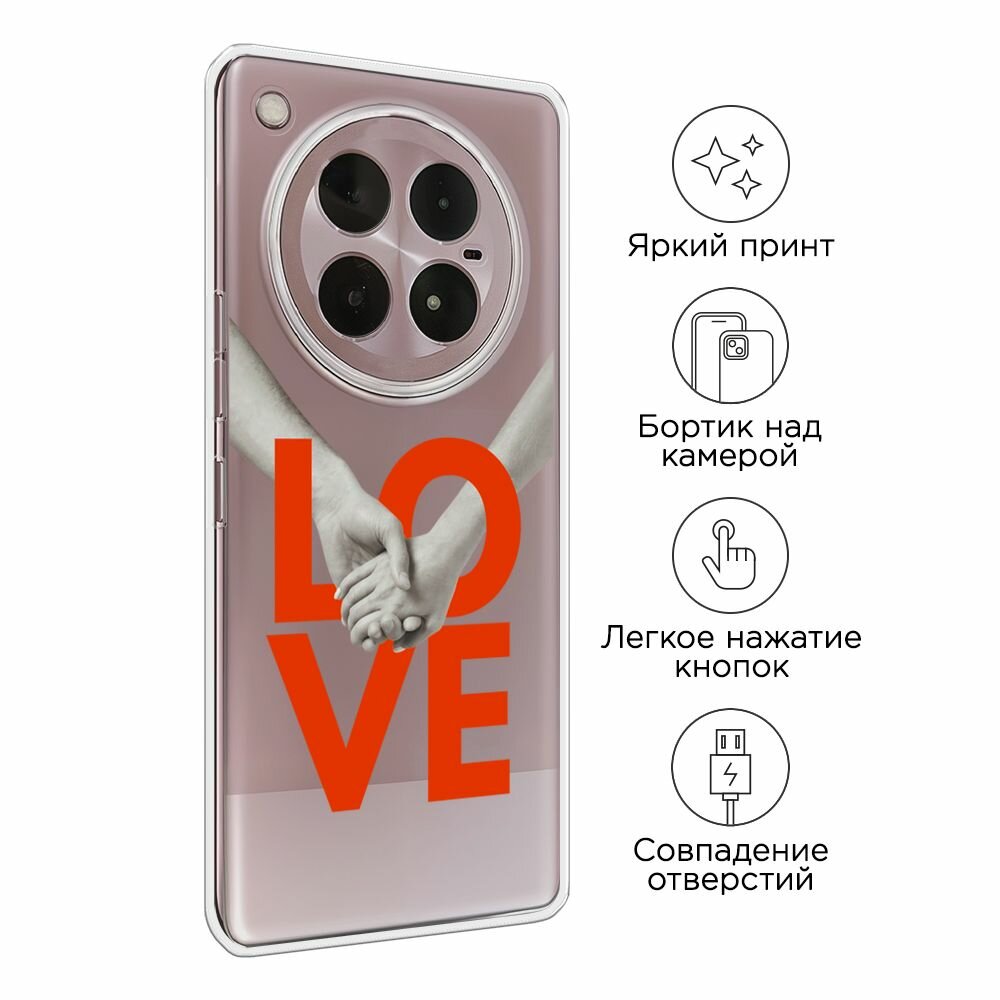 Чехол на Infinix Zero 40 4G / Инфиникс Зеро 40 4G с принтом "Love holding hands - 14 февраля", прозрачный — фото 1