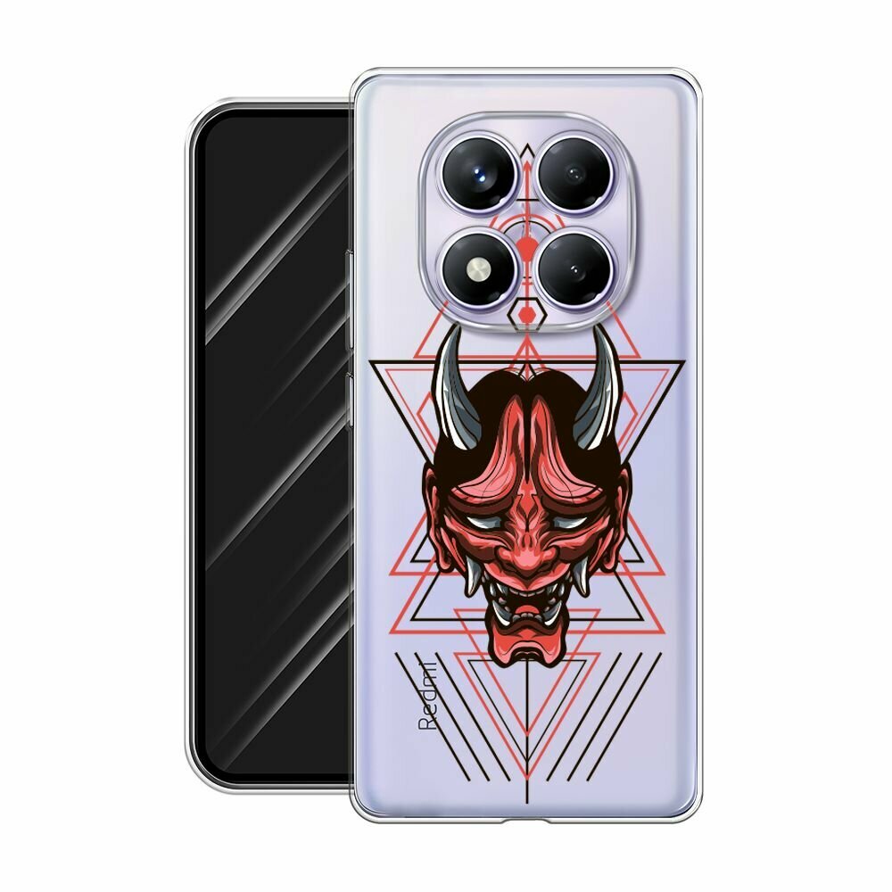 Чехол на Xiaomi Redmi Note 14 Pro 4G / Сяоми Редми Нот 14 Про 4G с принтом Hanya Oni mask, прозрачный — фото 1