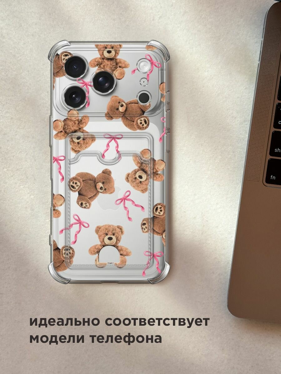 Чехол на Apple iPhone 17 Pro Max (Айфон 17 Про Макс) с картой и принтом "Мишки и бантики" — фото 1