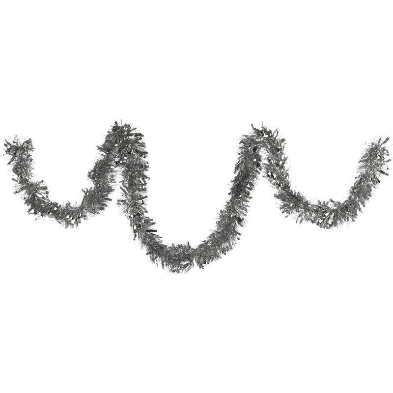 Мишура пушистая серебряная матовая Новогодняя длина 2 м диам 10см НУ-5486