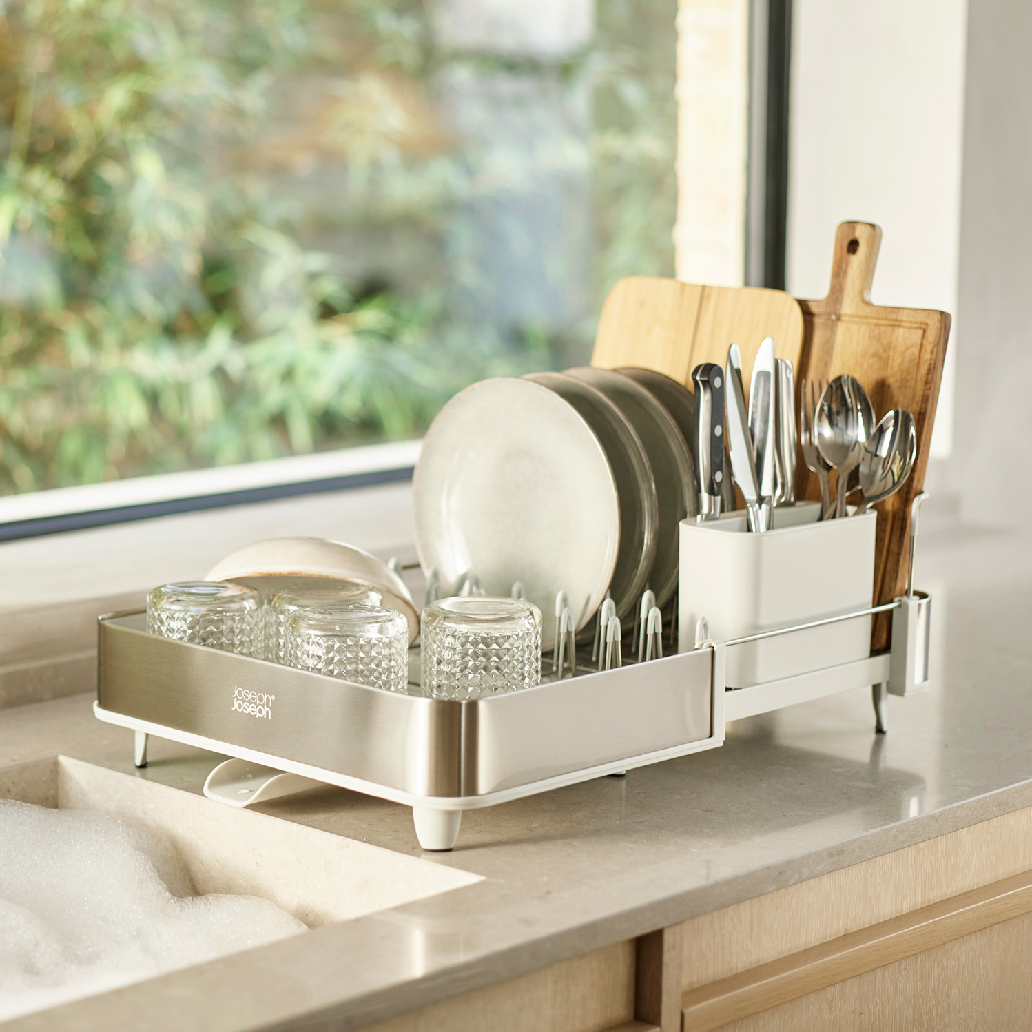 Раздвижная сушилка для посуды Joseph Joseph Extend Steel, сталь/белый