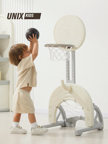 Изображение товара Баскетбольная стойка для детей UNIX Kids Ocean / Океан (4 в 1), хоккей, футбол, кольцеброс, баскетбол, детский игровой комплекс для дома и улицы, серый