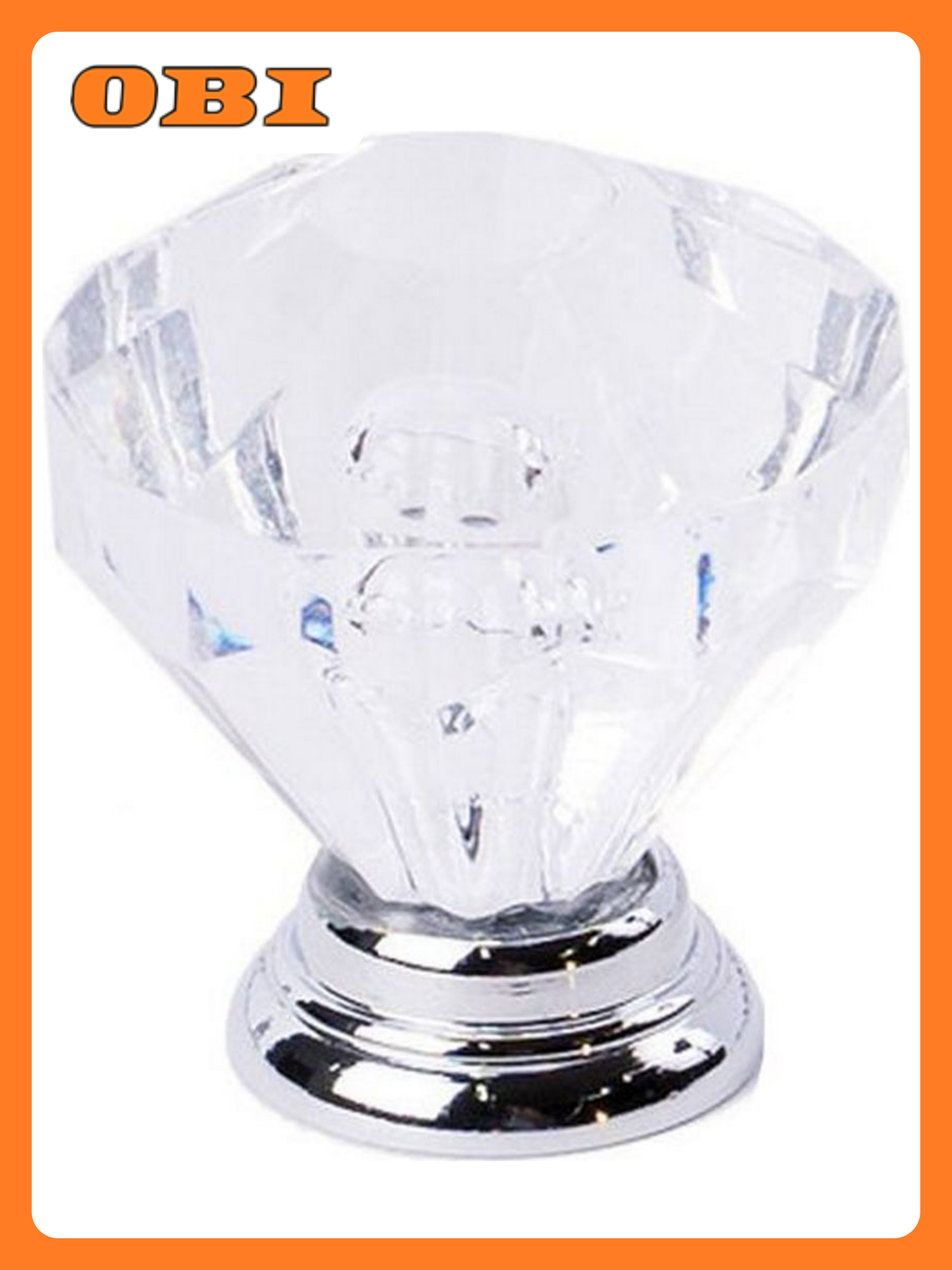 Мебельная ручка-кнопка Larvij алюминий стекло пластик прозрачная глянцевая