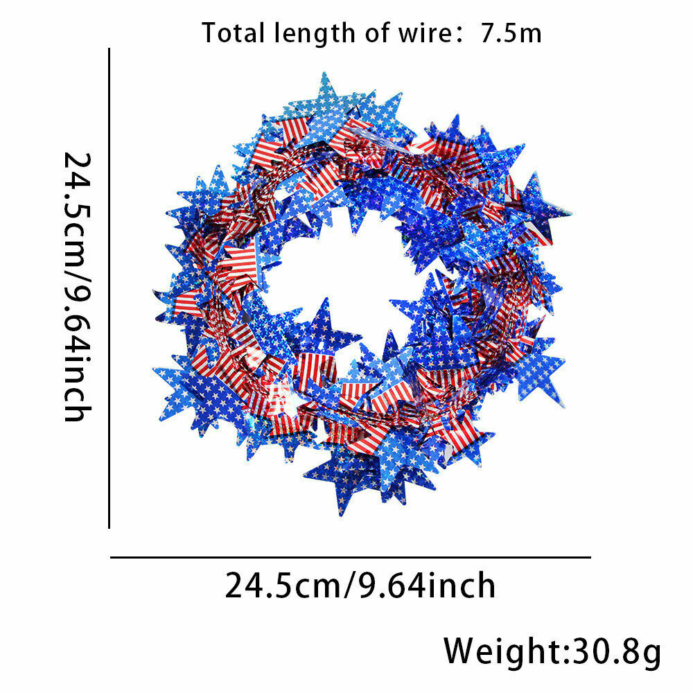 Декоративная гирлянда festive star wire красный серебряный синий