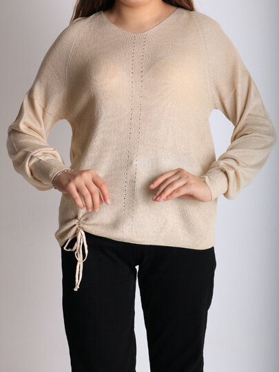 Свитер , размер OneSize, бежевый меланж — фото 1