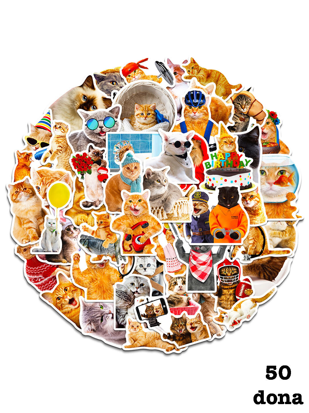 Наклейки стикеры "Мемы, прикол, смешные картинки, милые кошки, котята" - Алый