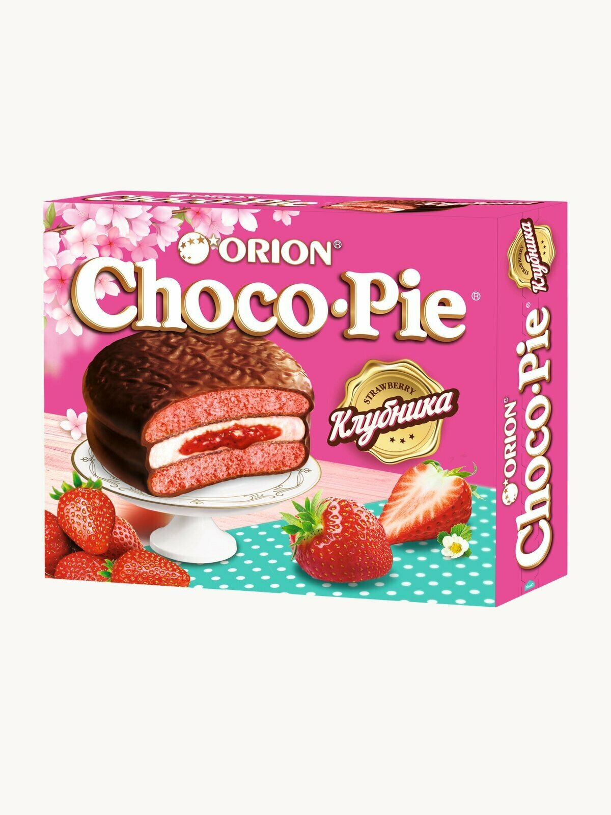 Мучное кондитерское изделие в глазури "Choco Pie STRAWBERRY" ("Чоко пай клубника") 360 гр